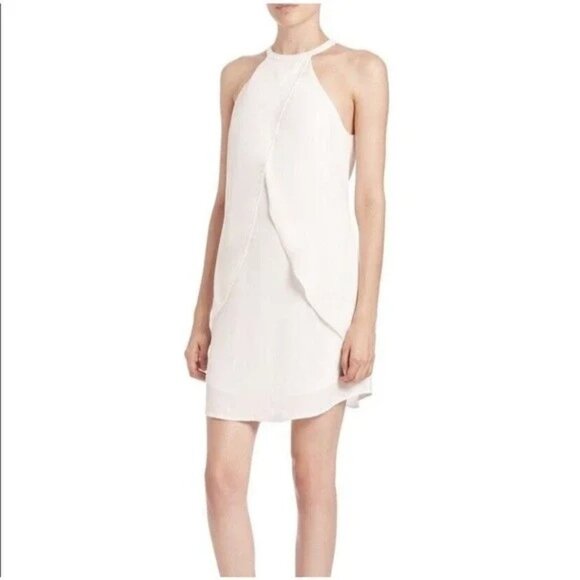 A.L.C. Easton Sleeveless Ruffle Overlay Mini Shift Dress Ivory Size 6 - Picture 1 of 10